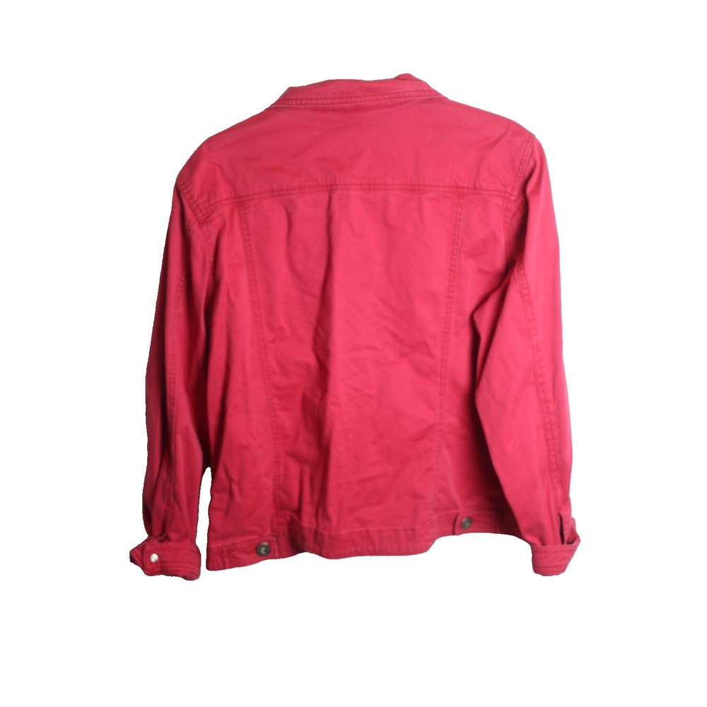 Christopher & Banks Womens XL Red Denim Jacket Stretch Crystal Button Pockets - Picture 4 of 5